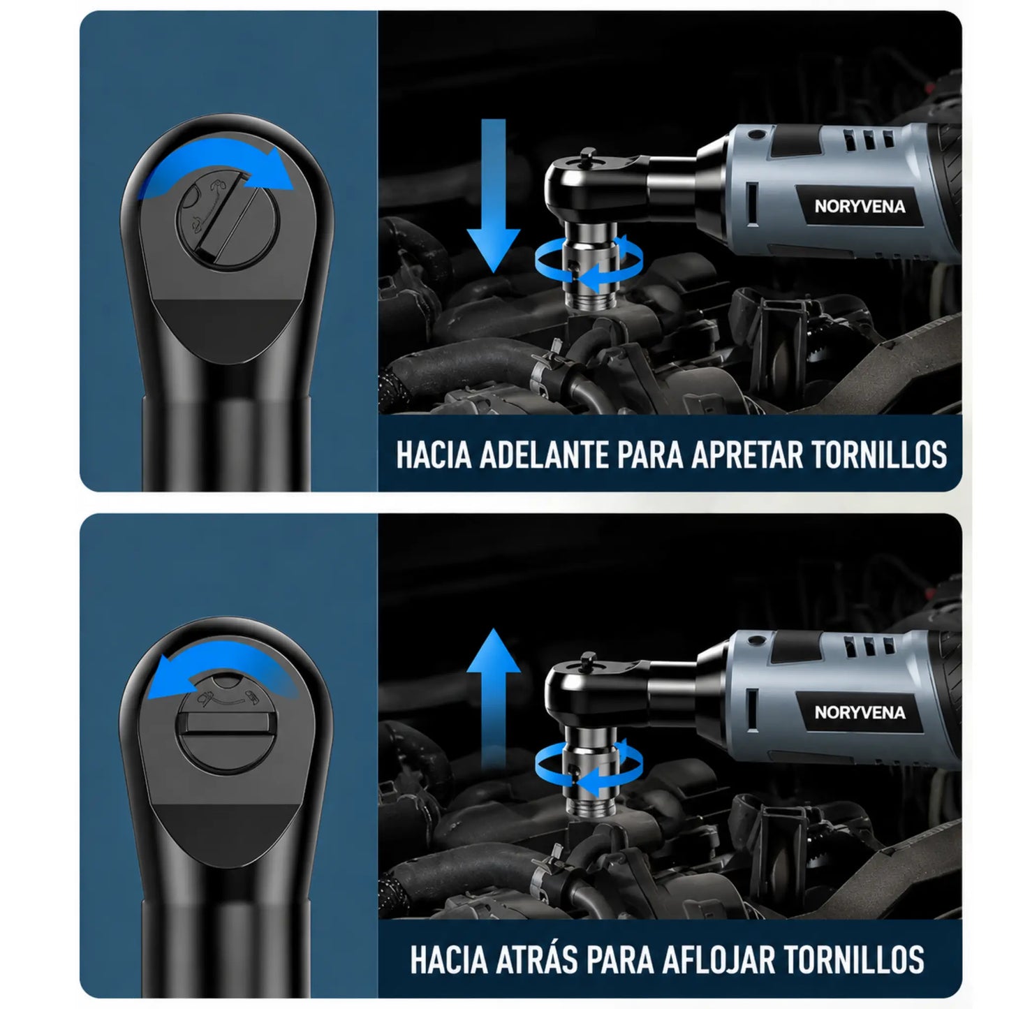 Noryvena™ R22 Llave de Ratchet Eléctrica 12V para Reparación Automotriz – Incluye Batería y cargador
