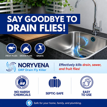 Drain Fly Killer Powder – Eliminates Drain Flies & Sewer Flies in Drains, Sinks, Showers – Fast-Acting Treatment - Septic Safe & Made in USA