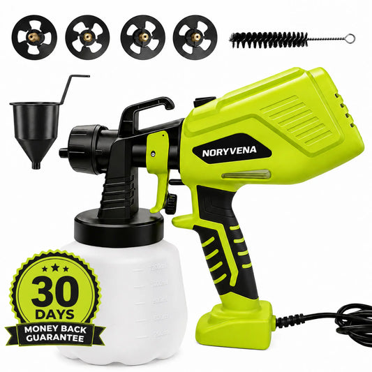 NORYVENA Paint Sprayer, Equipped with a 1200ml Large-Capacity SX2 Spray Gun and Cleaning Accessories, Adjustable Flow Control, 4 Nozzles, and 3 Spray Modes