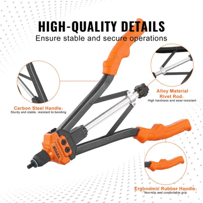 NORYVENA Manual Rivet Nut Riveter 35cm Threaded Insert Pliers with 7 Mandrels 70 Nuts 7 Sizes Riveting Tool with Portable Case for DIY Construction