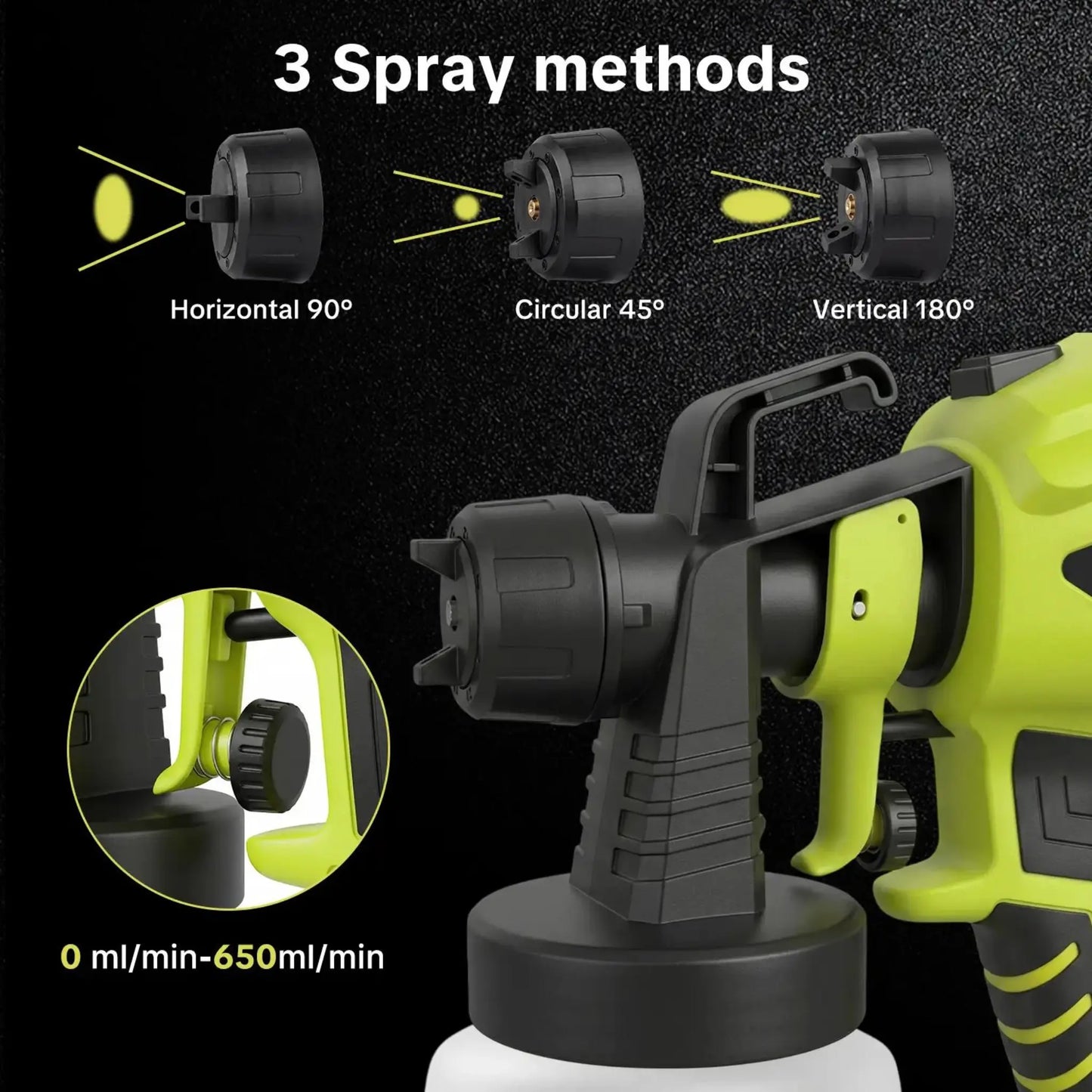 NORYVENA Paint Sprayer, Equipped with a 1200ml Large-Capacity Spray SX2 Gun and Cleaning Accessories, Adjustable Flow Control, 4 Nozzles, and 3 Spray Modes