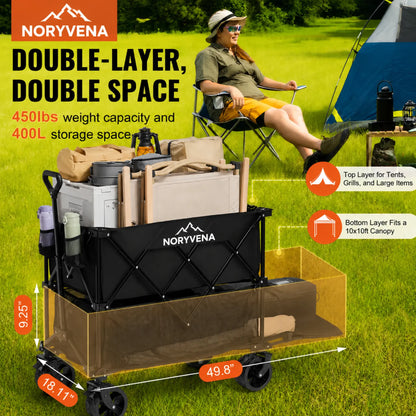 NORYVENA 450LB Heavy Duty Folding Wagon Cart
