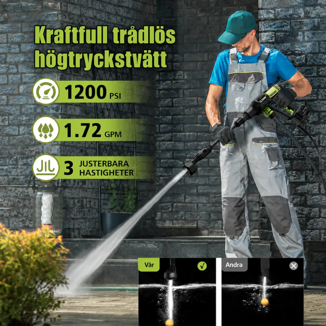 NORYVENA S5 Pro Sladdlös Högtryckstvätt med 1-ports laddstation, bärbar rengörare med flaska för bil, hemstädning och trädgårdsbevattning